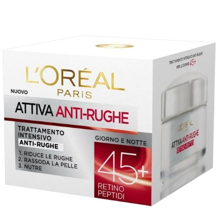 Crema Viso L'Oreal  Crema Attiva Anti Rughe 45+ Retino Peptidi