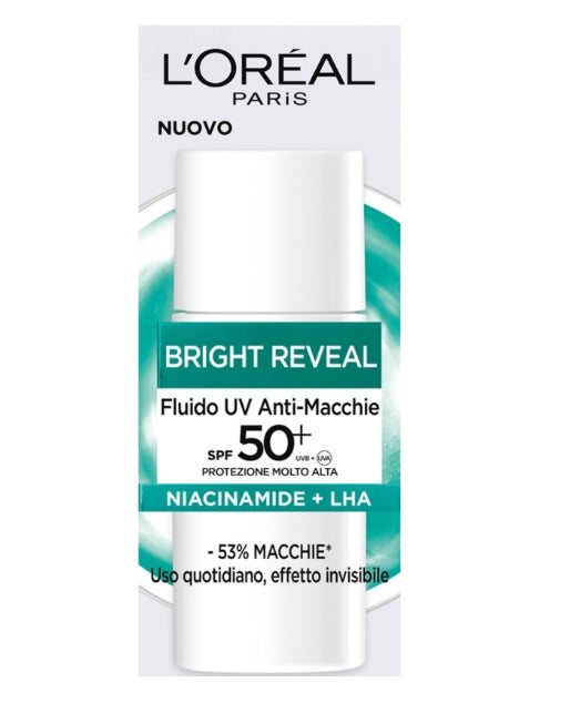 Crema Viso L'Oreal Bright Reveal Fluido UV Anti-Macchie SPF50