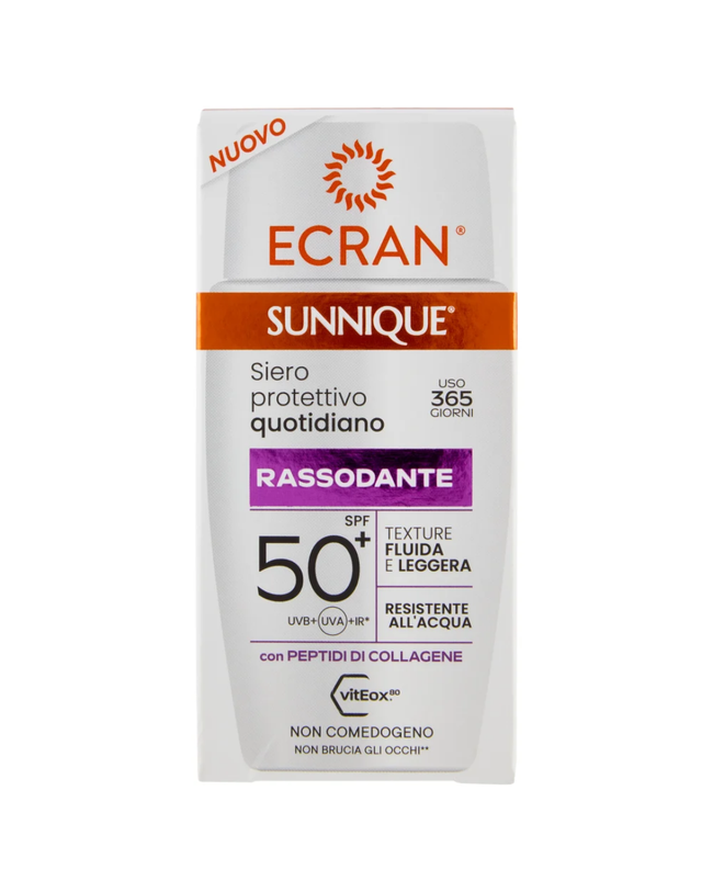 Protezioni Solari Ecran Sunnique Siero protettivo quotidiano Rassodante SPF 50⁺